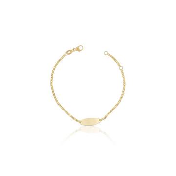 Bébé Bracelet Panzer Gelbgold 375, 14cm Gravurplatte 1.9cm