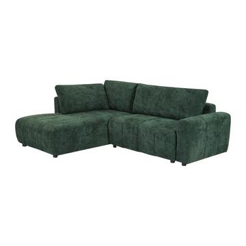 Canapé d'angle gauche convertible en tissu texturé vert RICIA