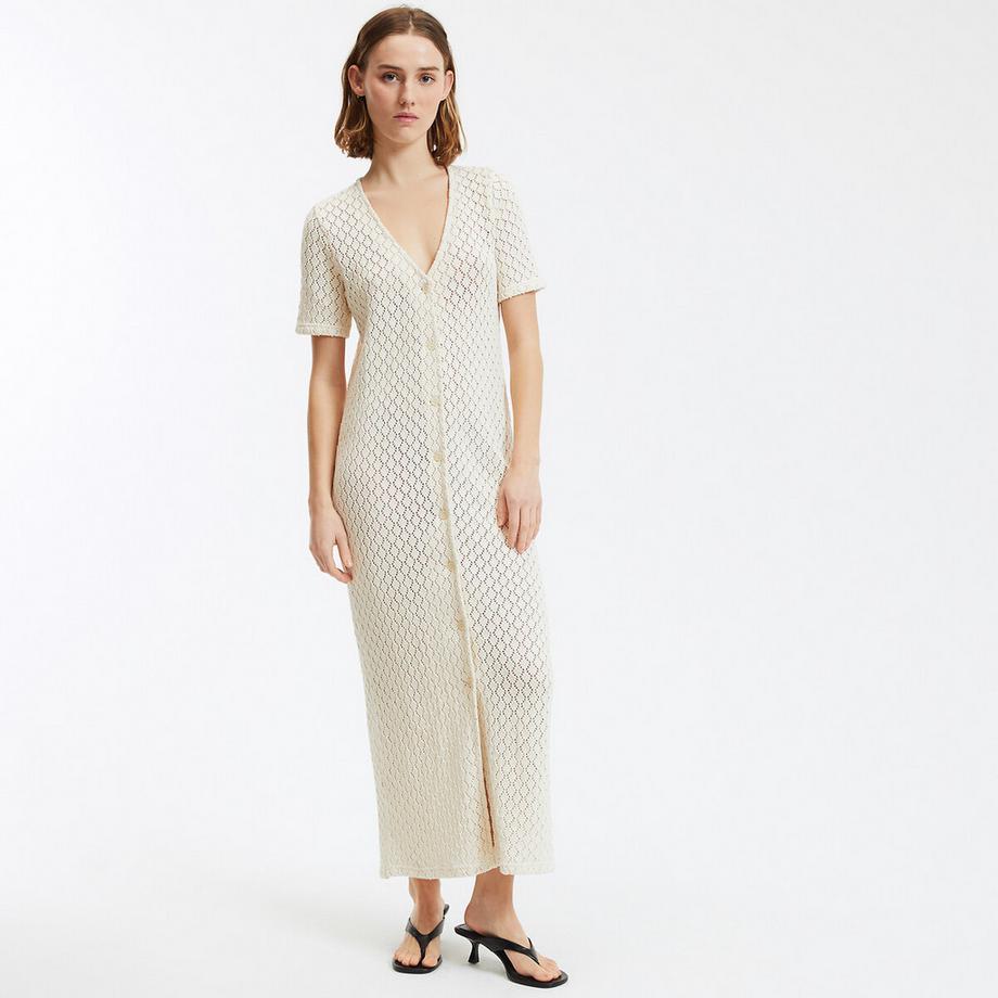 La Redoute Collections Robe Longue Crochet Col V Manches Courtes  