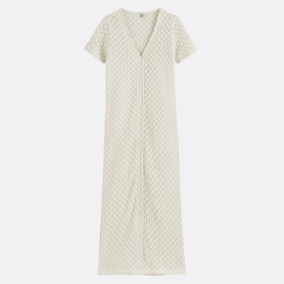 La Redoute Collections Robe Longue Crochet Col V Manches Courtes  