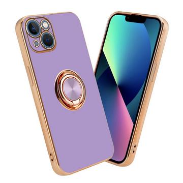 Housse compatible avec Apple iPhone 14 PLUS avec anneau - Coque de protection en silicone TPU flexible, avec protection pour appareil photo et support voiture magnétique