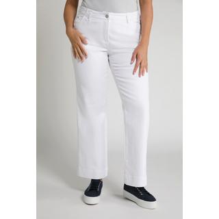 Ulla Popken  Jean Mary, jambe large, pinces, coupe 5 poches 