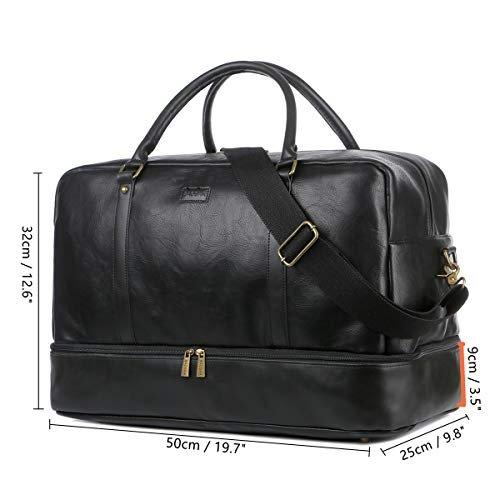 Only-bags.store Grosse Leder Reisetasche Handgepäck Travel Duffel Carry On Bag Weekender mit Schuhfach  
