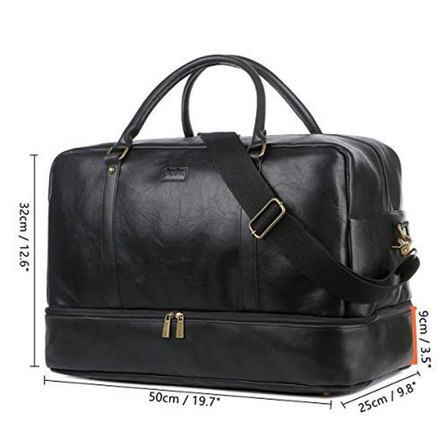 Only-bags.store Grosse Leder Reisetasche Handgepäck Travel Duffel Carry On Bag Weekender mit Schuhfach  