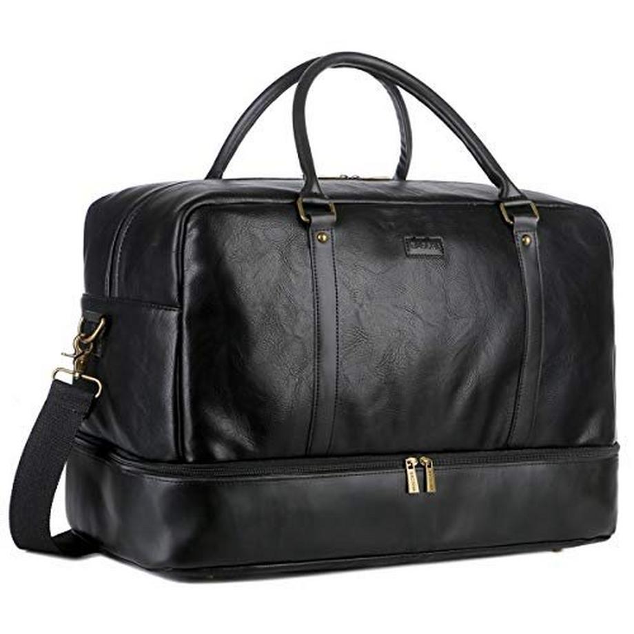 Only-bags.store Grosse Leder Reisetasche Handgepäck Travel Duffel Carry On Bag Weekender mit Schuhfach  