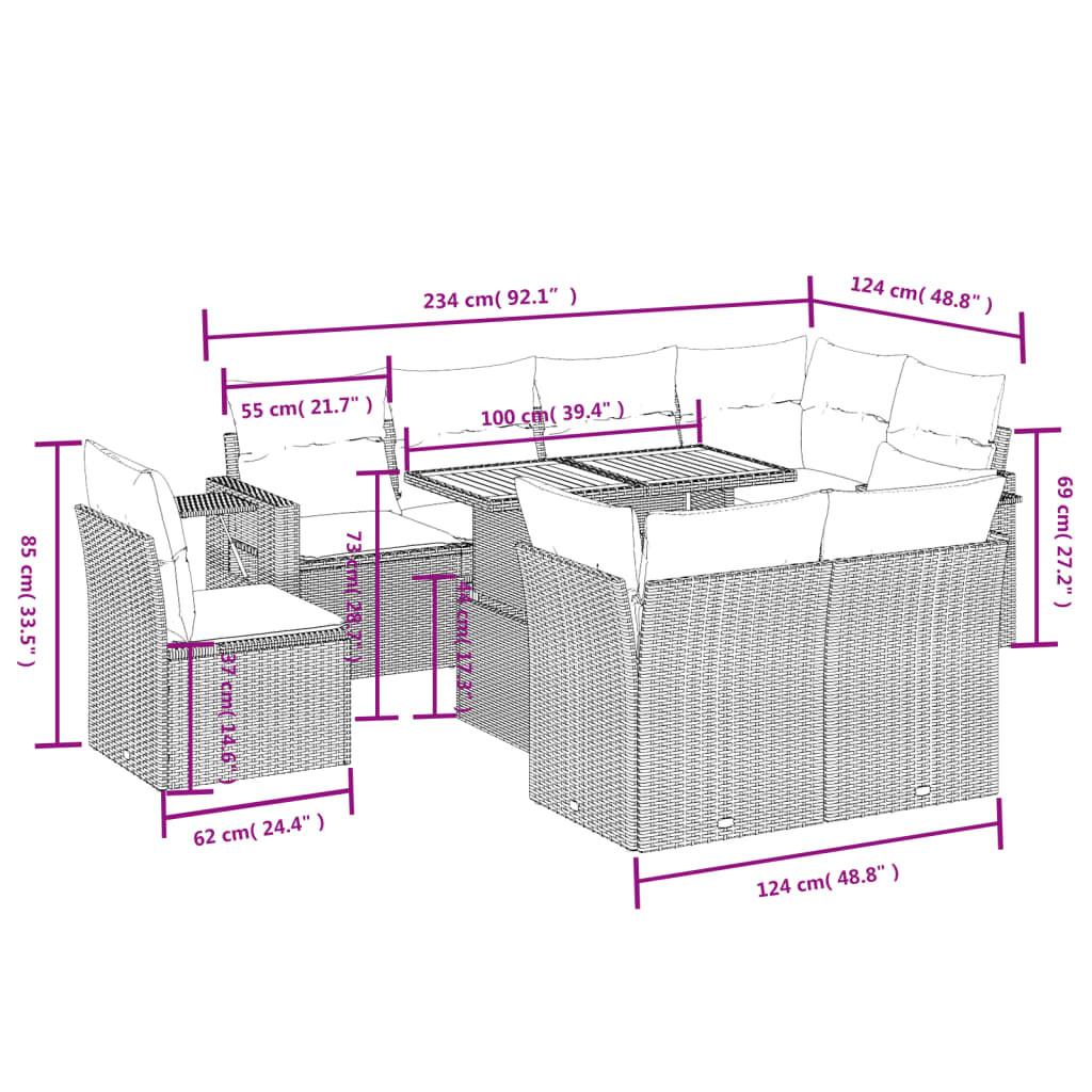 VidaXL Ensemble de canapés de jardin rotin synthétique  