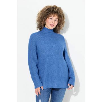 Maglione con maglia intrecciata, colletto alto e maniche lunghe