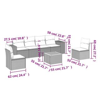 VidaXL Ensemble de canapés de jardin rotin synthétique  