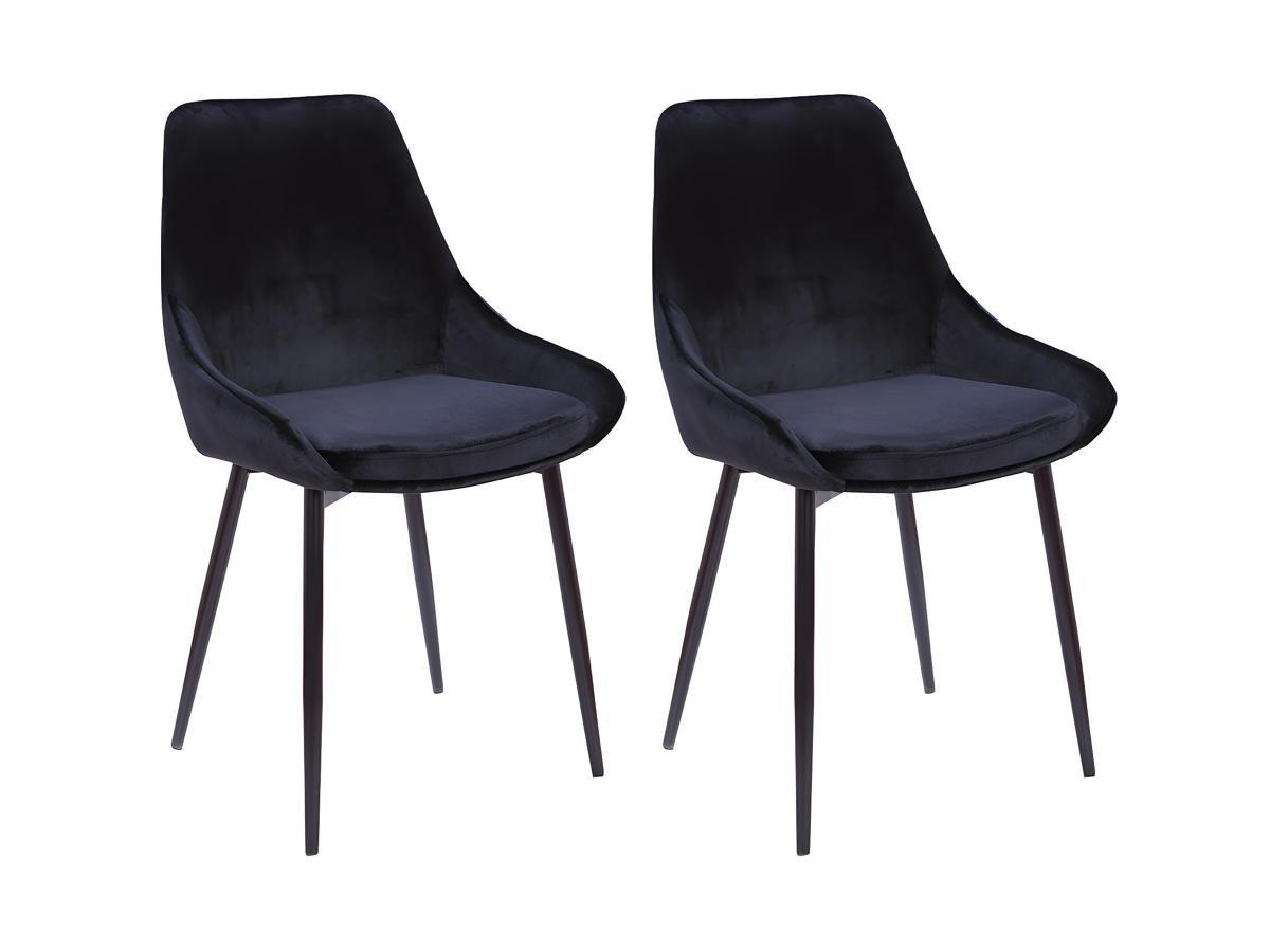 Vente-unique Lot de 2 chaises Velours métal MASURIE  