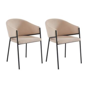 Lot de 2 chaises avec accoudoirs en tissu et métal noir - Beige - ORDIDA de Pascal MORABITO