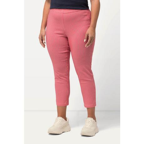 Ulla Popken  Pantalon 7/8 Sienna. Tissu bengaline hautement élastique. Imprimé à carreaux vichy. 