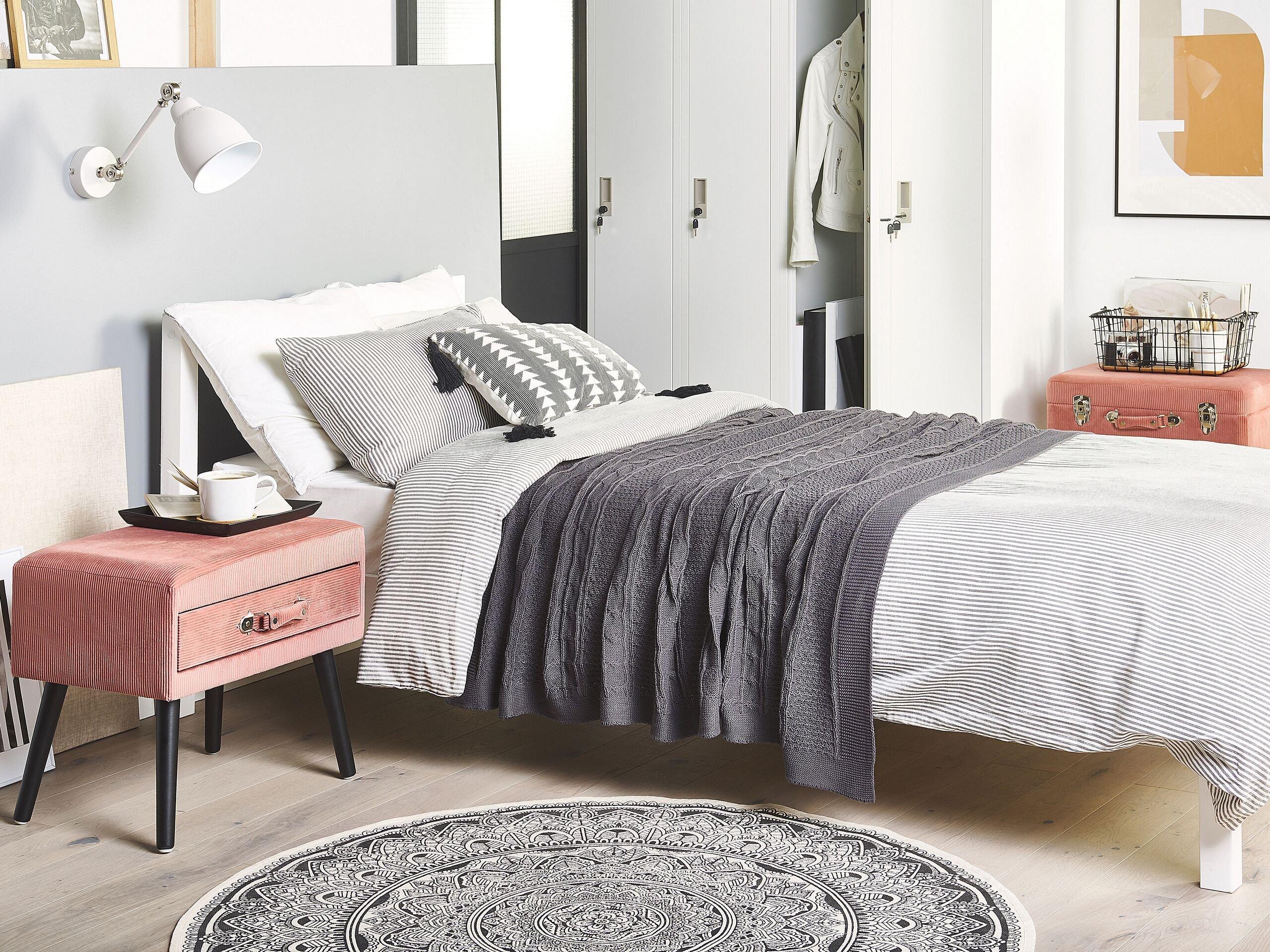 Beliani Comodino 1 cassetto en Velluto a coste Retrò EUROSTAR  