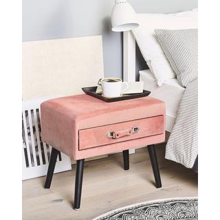 Beliani Comodino 1 cassetto en Velluto a coste Retrò EUROSTAR  