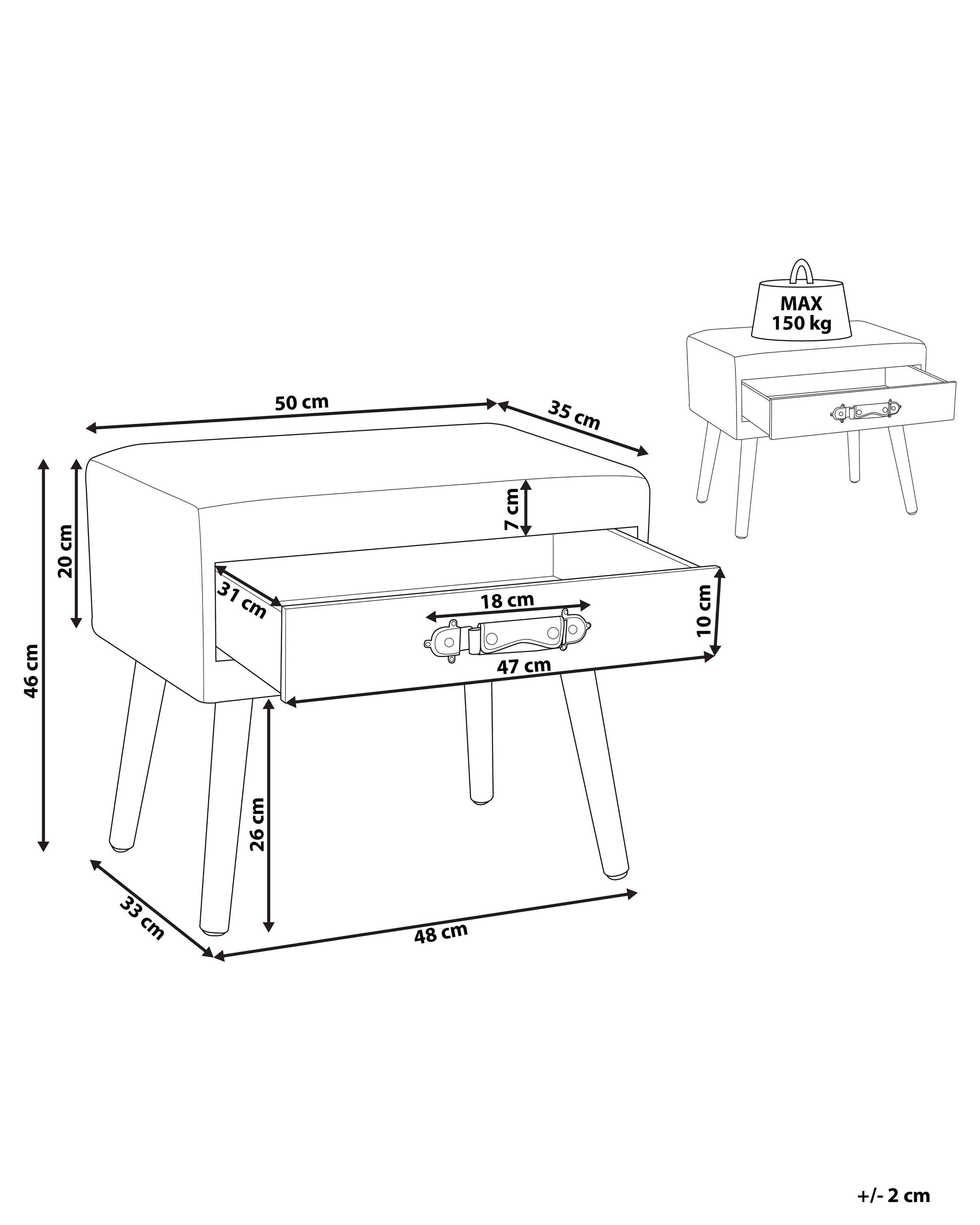 Beliani Comodino 1 cassetto en Velluto a coste Retrò EUROSTAR  