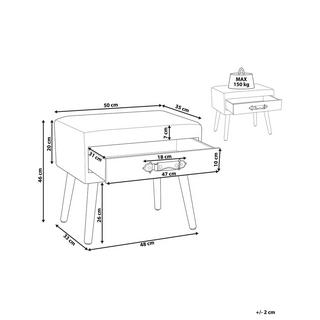 Beliani Table de chevet en Velours côtelé Rétro EUROSTAR  