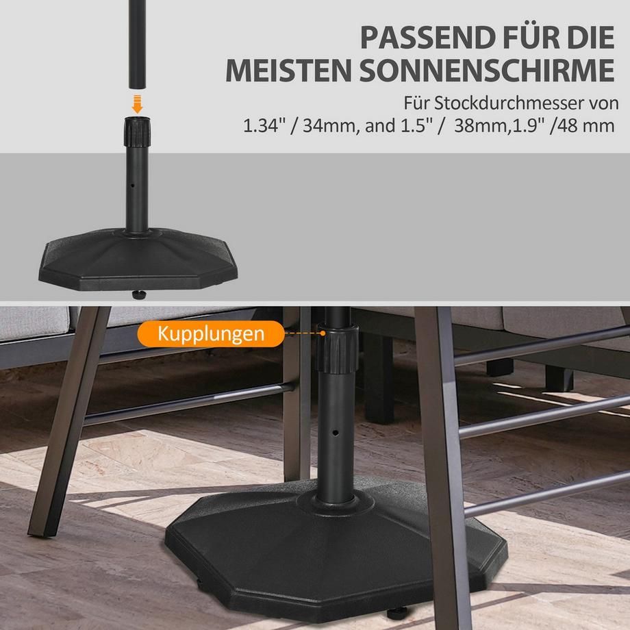 Northio Portaombrellone 22Kg Base Stabile Per Pali Ø32/34/38Mm, Riempimento In Cemento, Ideale Per Giardino, Nero, Ø46X39H Cm  