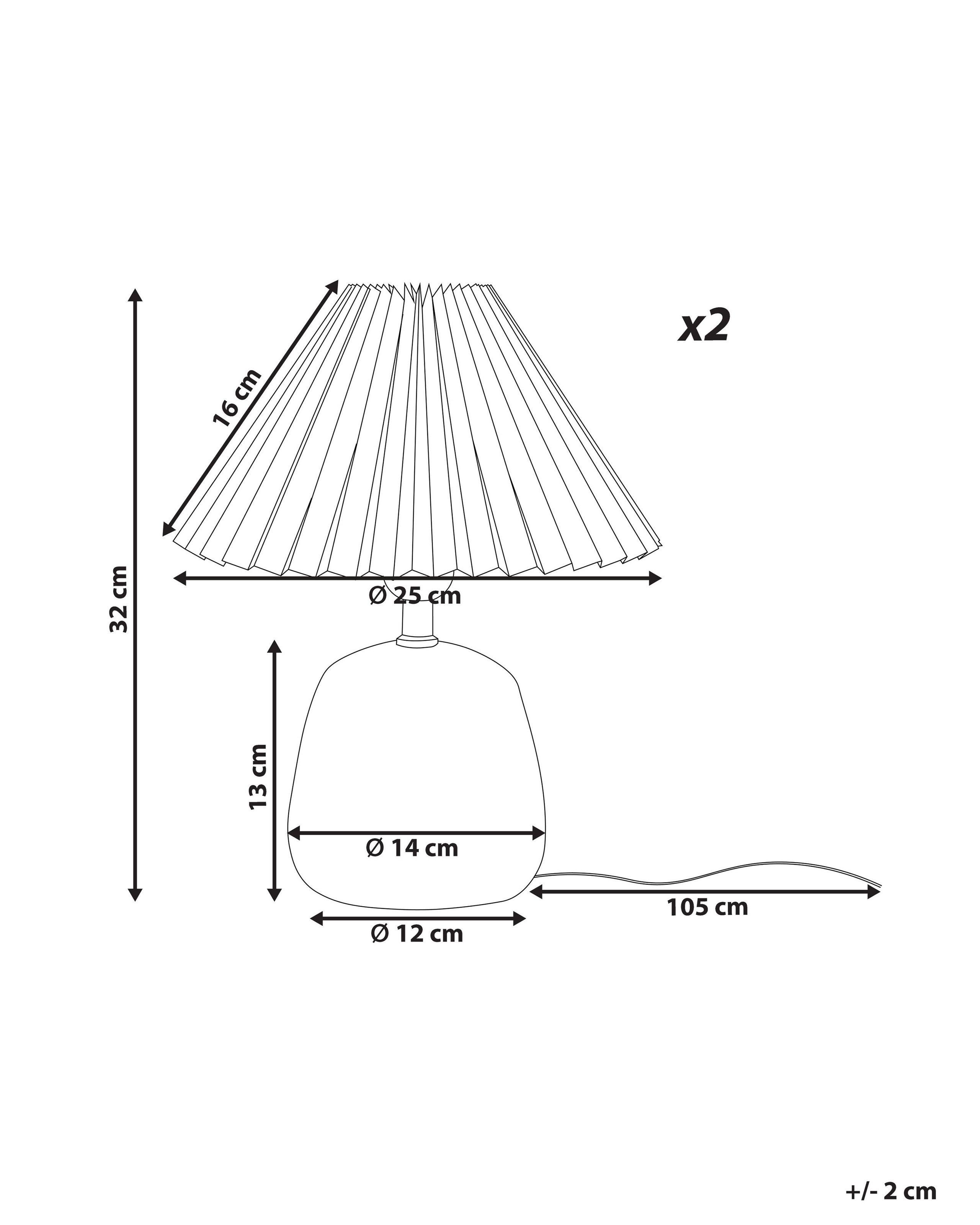 Beliani Lot de 2 lampes de bureau en Céramique Rustique ZEYI  