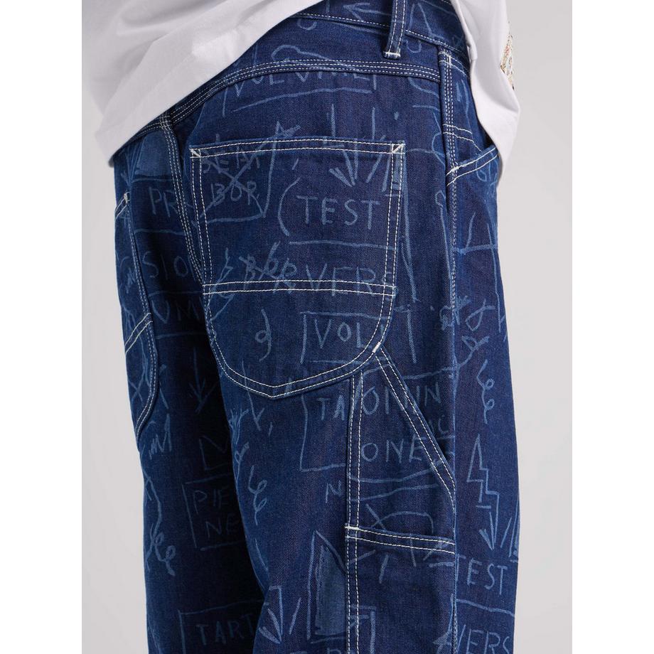 Lee x Basquiat Printed Wide Leg Carpenter Jeans  