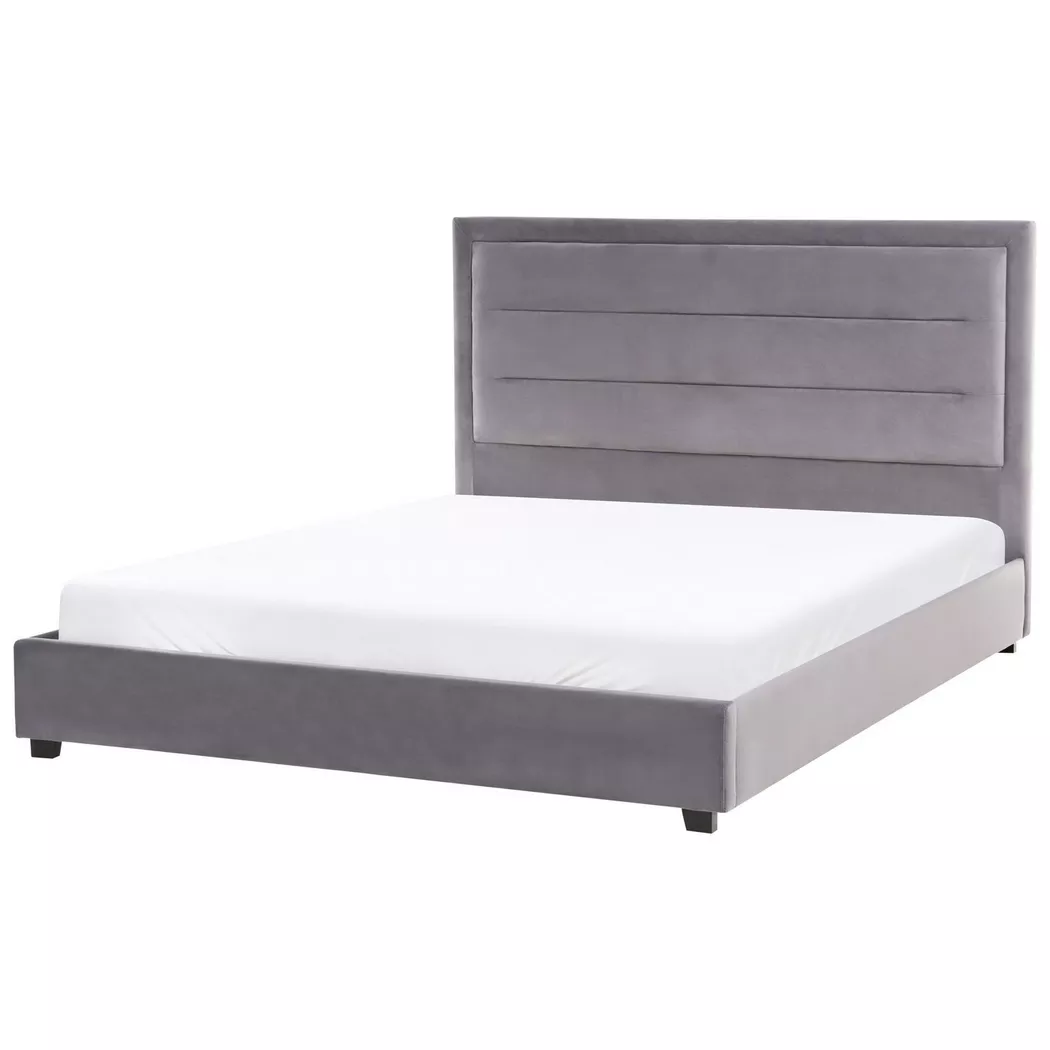 Beliani - Wasserbett aus Samtstoff  ROUEN, Spacegrau