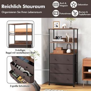 B2X Bücherregal mit 3 Schubladen & Offenen Regalen Kommode Schubladenschrank 56,5 x 20 x 117cm  