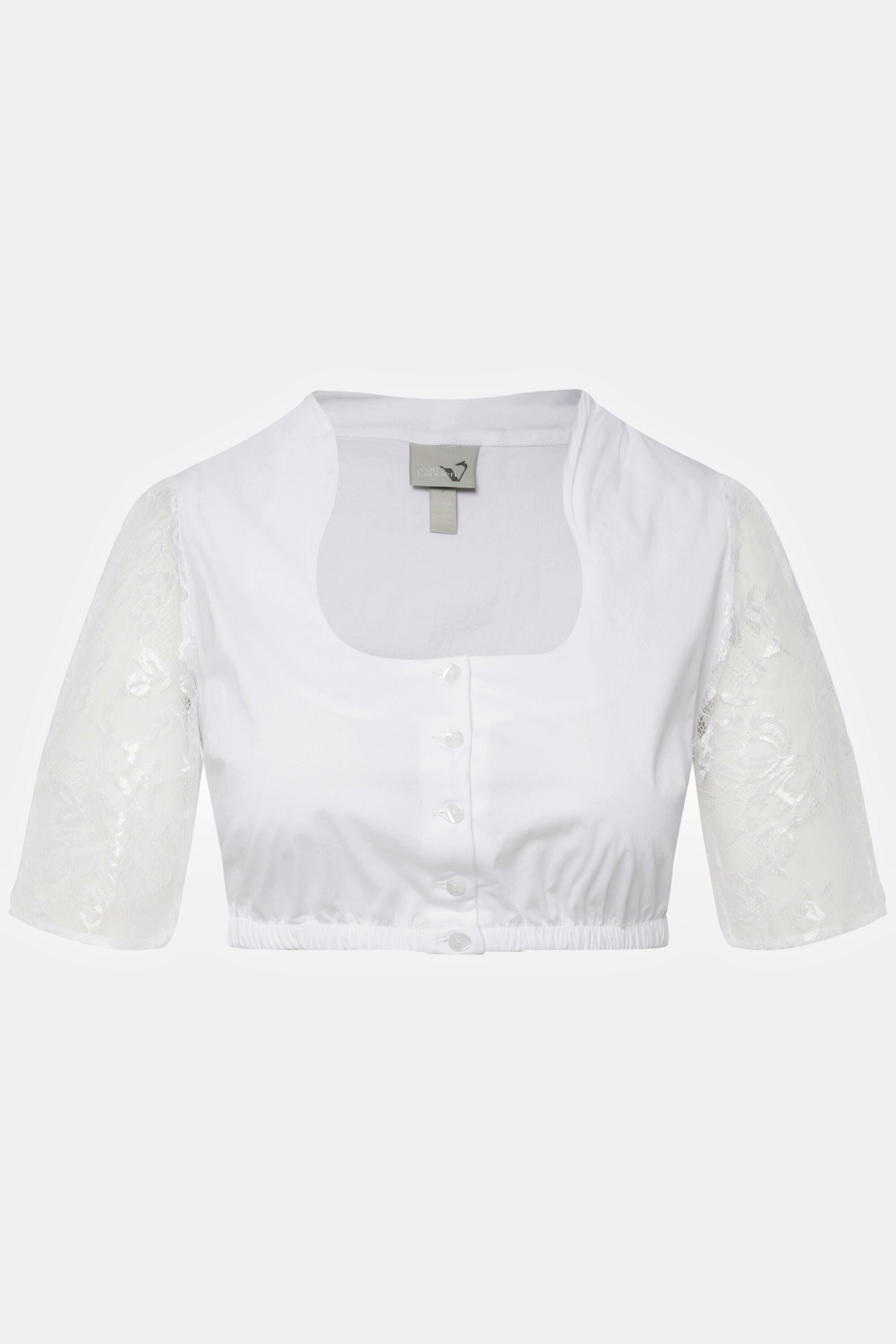 Ulla Popken  Blusa in tradizionale stile Dirndl con collo alto, scollo rettangolare e maniche a 3/4 