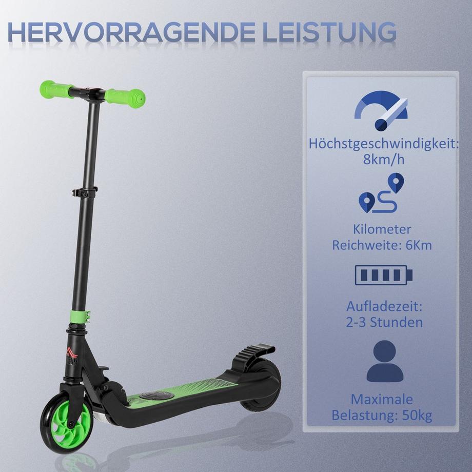 Northio  E-Scooter Monopattino elettrico Motore 120W Autonomia 6 km Max. 8 km/h Monopattino elettrico da 6 anni Verde+Bianco 