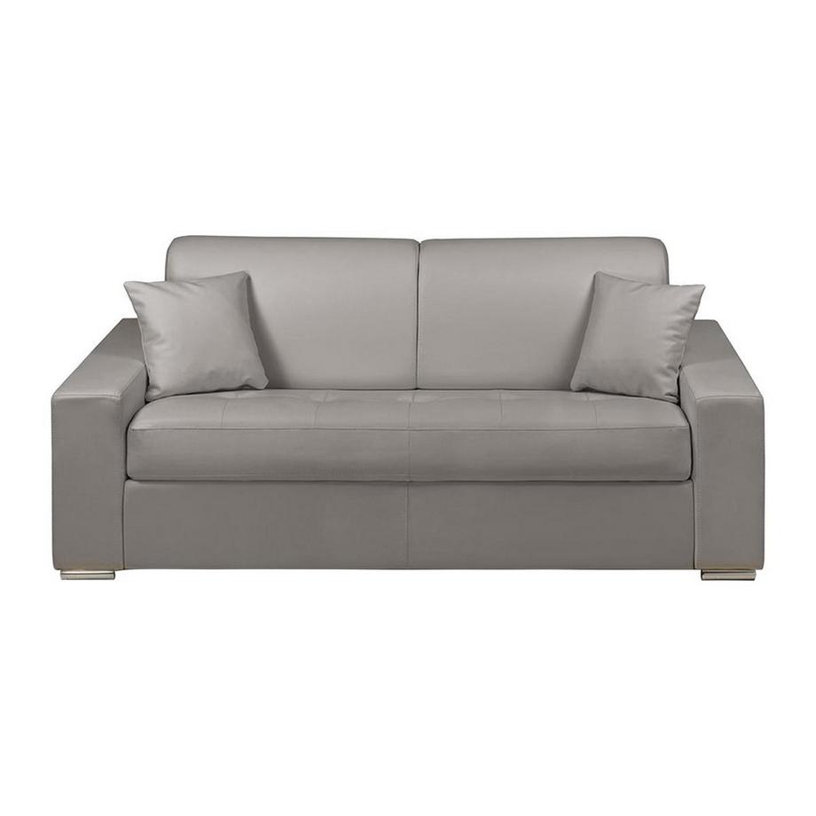 Vente-unique Schlafsofa 3Sitzer Kunstleder Liegefläche mit Lattenrost mit breiten Latten 1Matratze EMIR  