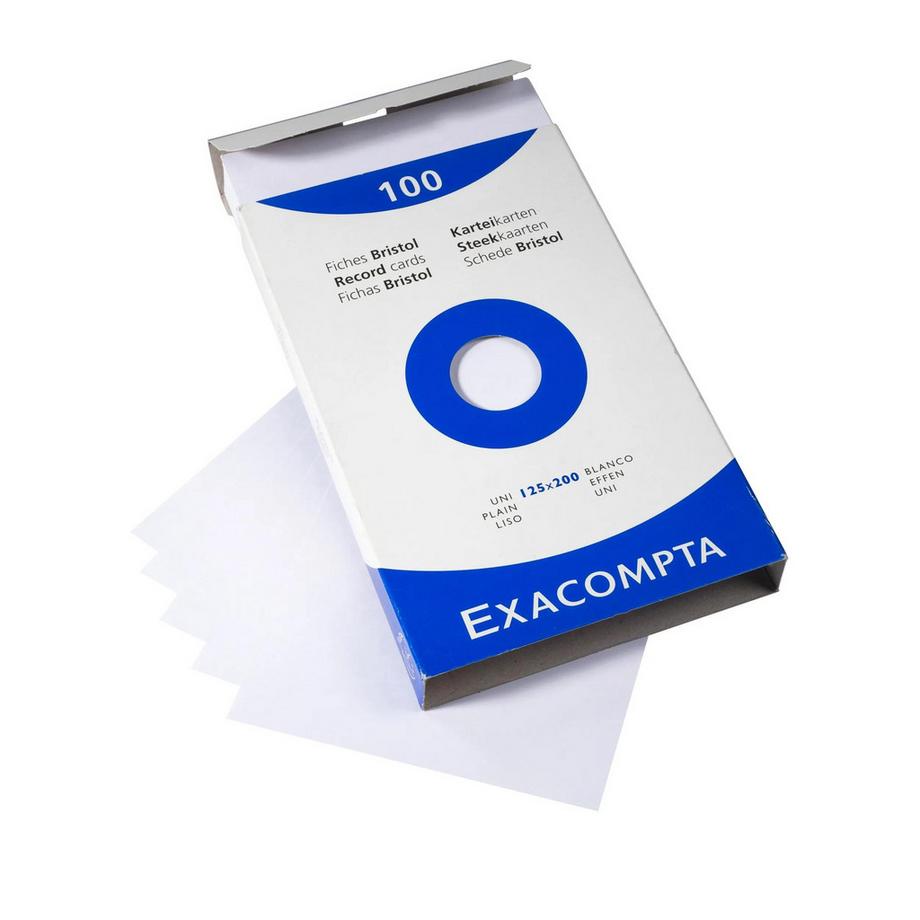 Exacompta Étui de 100 fiches - bristol uni non perforé 125x200mm - x 12  