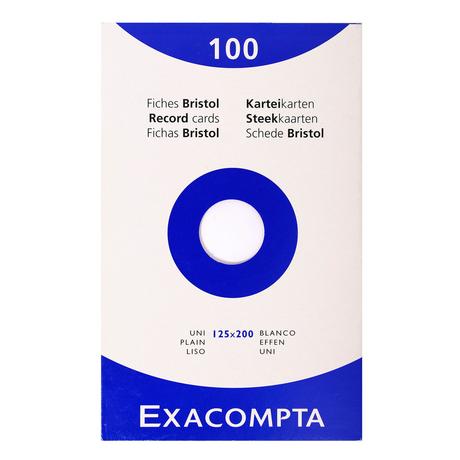 Exacompta Confezione 100 cartoncini bristol - bianco senza righe con perforazione 125x200mm - x 12  