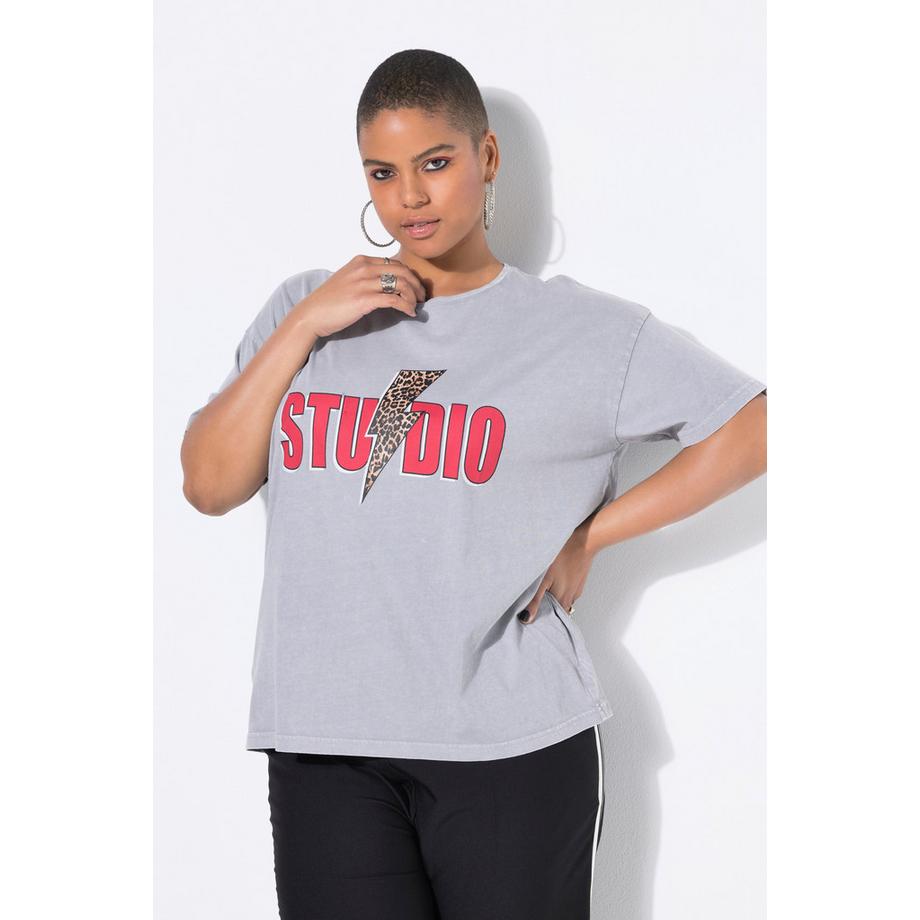 Studio Untold T-Shirt Oversize Fulmine Leopardato Mezza Manica  