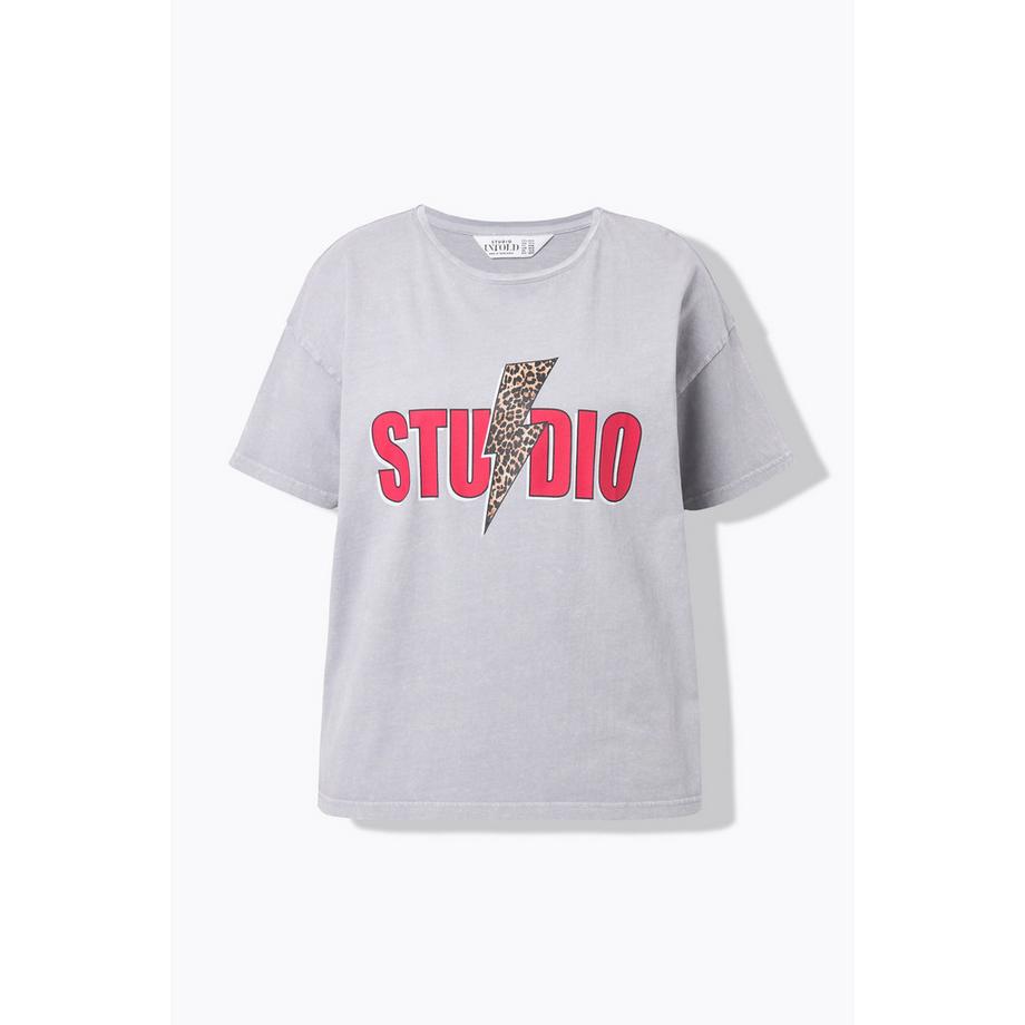 Studio Untold T-Shirt Oversize Fulmine Leopardato Mezza Manica  