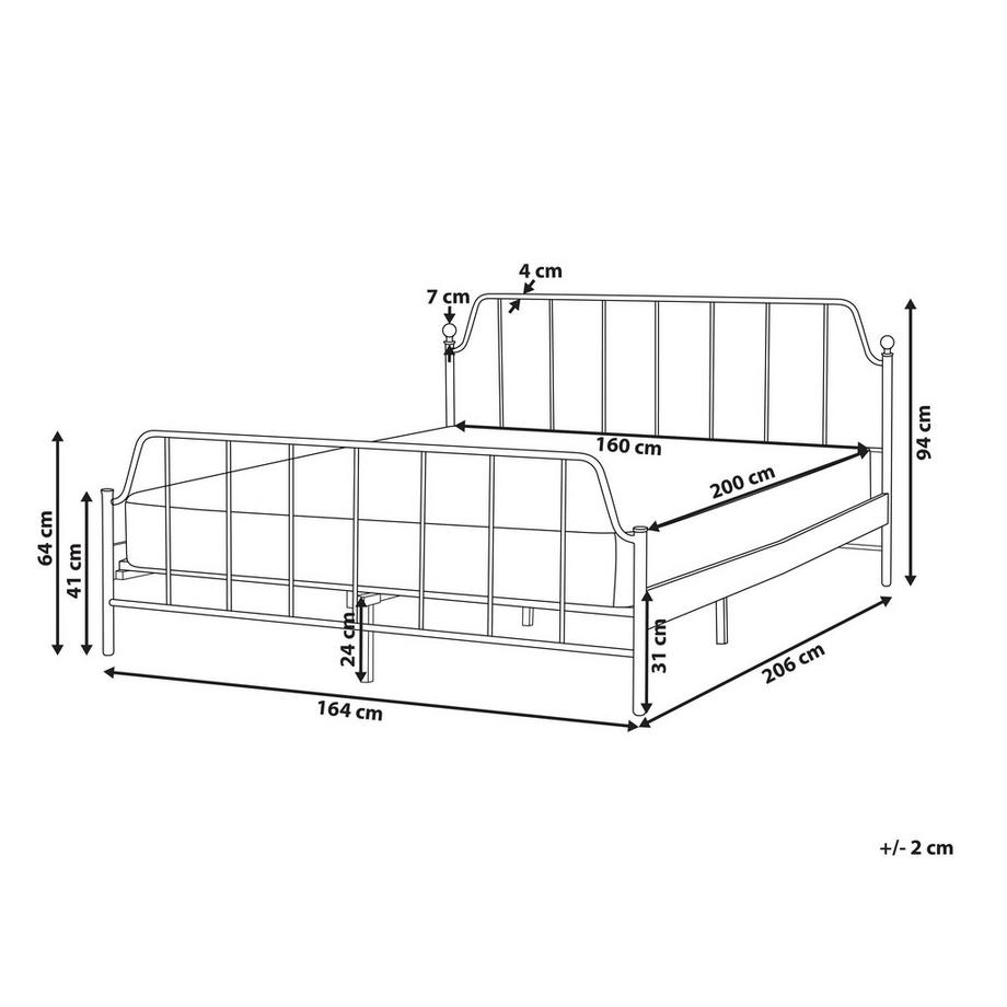 Beliani Bett mit Lattenrost aus Eisen  MAURESSAC  
