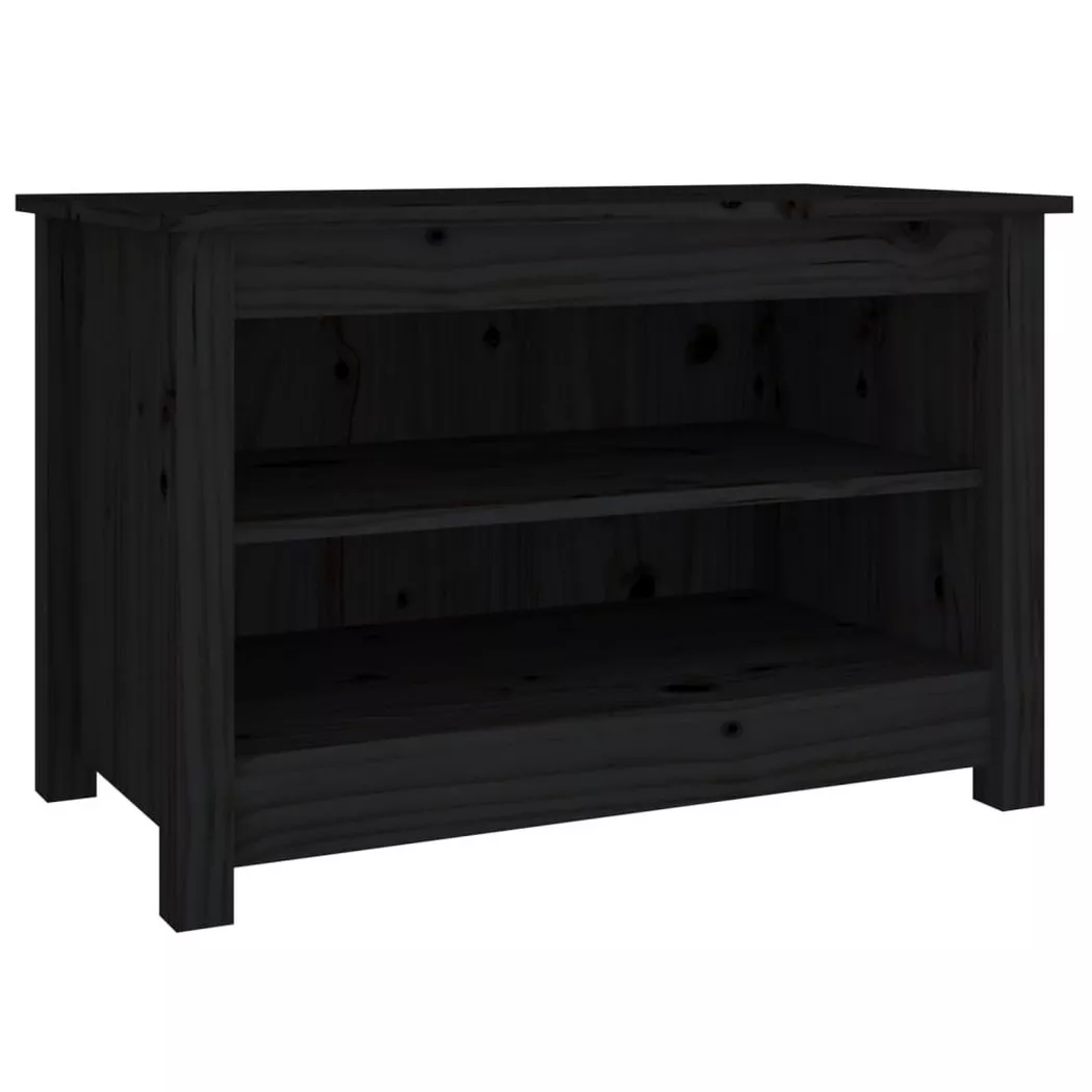 Banc à chaussures Noir 70x38x45,5 cm Bois de pin massif