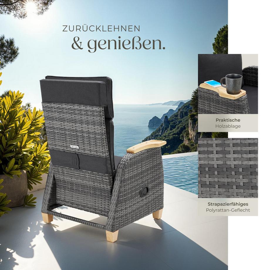 Tectake Rattansessel Pescara mit Aluminiumgestell wetterfest und UV-beständig  