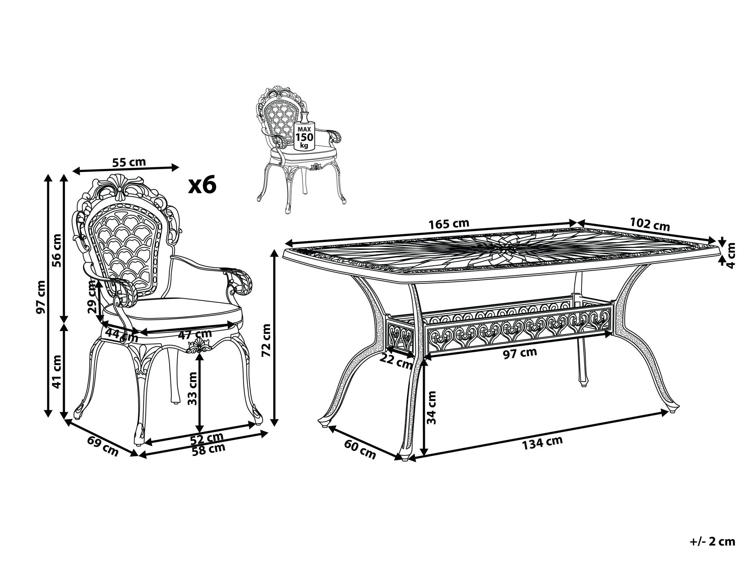 Beliani Set da pranzo da giardino en Alluminio Retrò LIZZANO  