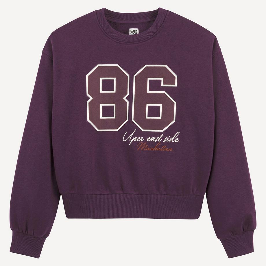 La Redoute Collections  Sweat col rond imprimé et brodé en molleton 