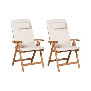 Lot de 2 chaises de jardin avec coussins en Acacia Traditionnel JAVA PREMIUM