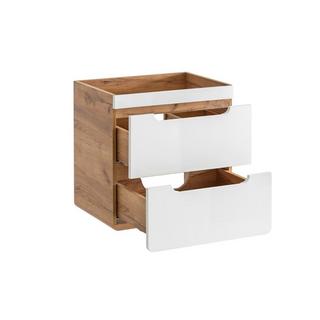 Vente-unique Mobile sotto lavabo sospeso colore naturale e bianco - 60 cm - ARUBA  