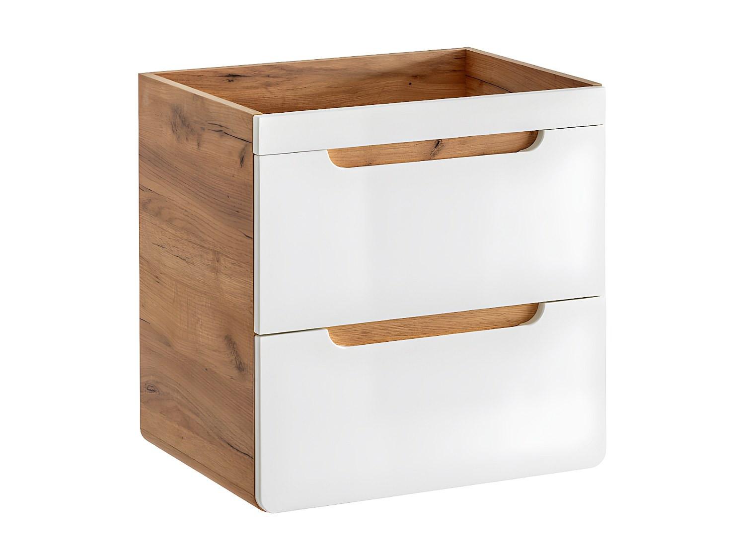 Vente-unique Mobile sotto lavabo sospeso colore naturale e bianco - 60 cm - ARUBA  