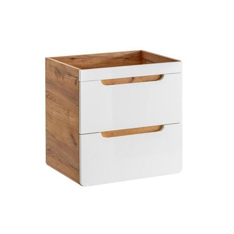 Vente-unique Mobile sotto lavabo sospeso colore naturale e bianco - 60 cm - ARUBA  