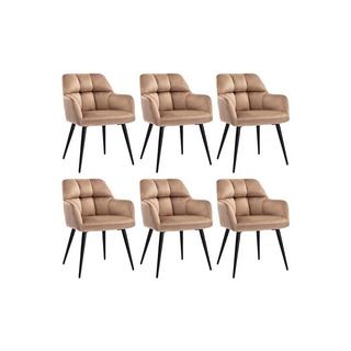 Vente-unique Lot de 6 chaises avec accoudoirs Velours métal PEGA  