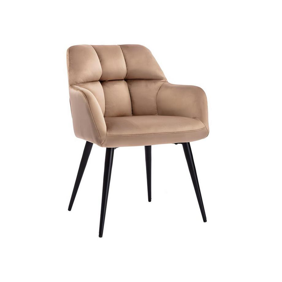 Vente-unique Lot de 6 chaises avec accoudoirs Velours métal PEGA  