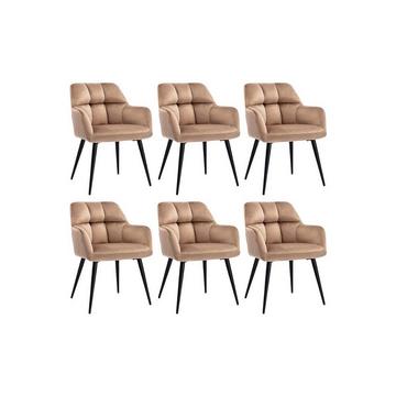 Lot de 6 chaises avec accoudoirs Velours métal PEGA