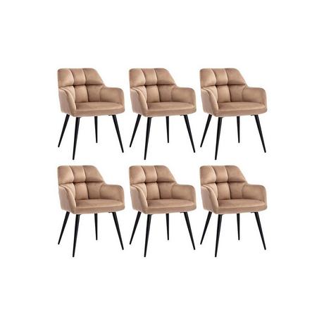 Vente-unique Lot de 6 chaises avec accoudoirs Velours métal PEGA  