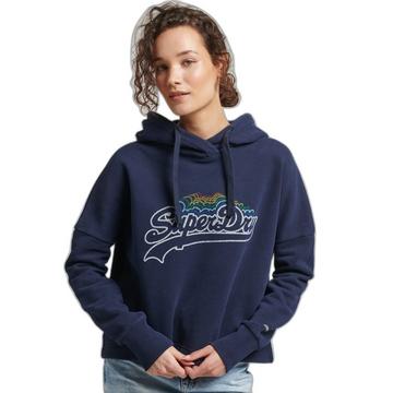 Sweatshirt à capuche à motif arc-en-ciel et logo femme