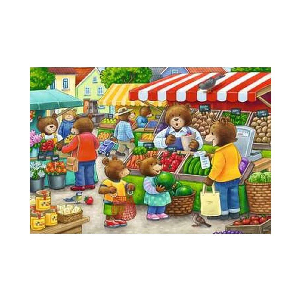 Ravensburger  Ravensburger puzzel Market and Supermarket Scene - Twee puzzels - 12 stukjes - kinderpuzzel 