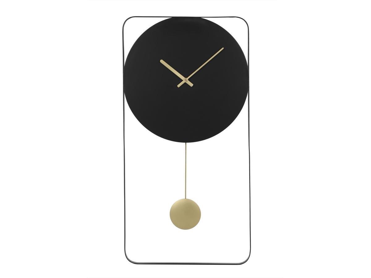 Vente-unique Horloge murale  en métal - L. 31 x H. 60 cm - Noir et doré - FASTINA  