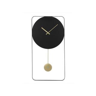 Vente-unique Horloge murale  en métal - L. 31 x H. 60 cm - Noir et doré - FASTINA  