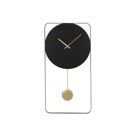 Vente-unique Horloge murale  en métal - L. 31 x H. 60 cm - Noir et doré - FASTINA  