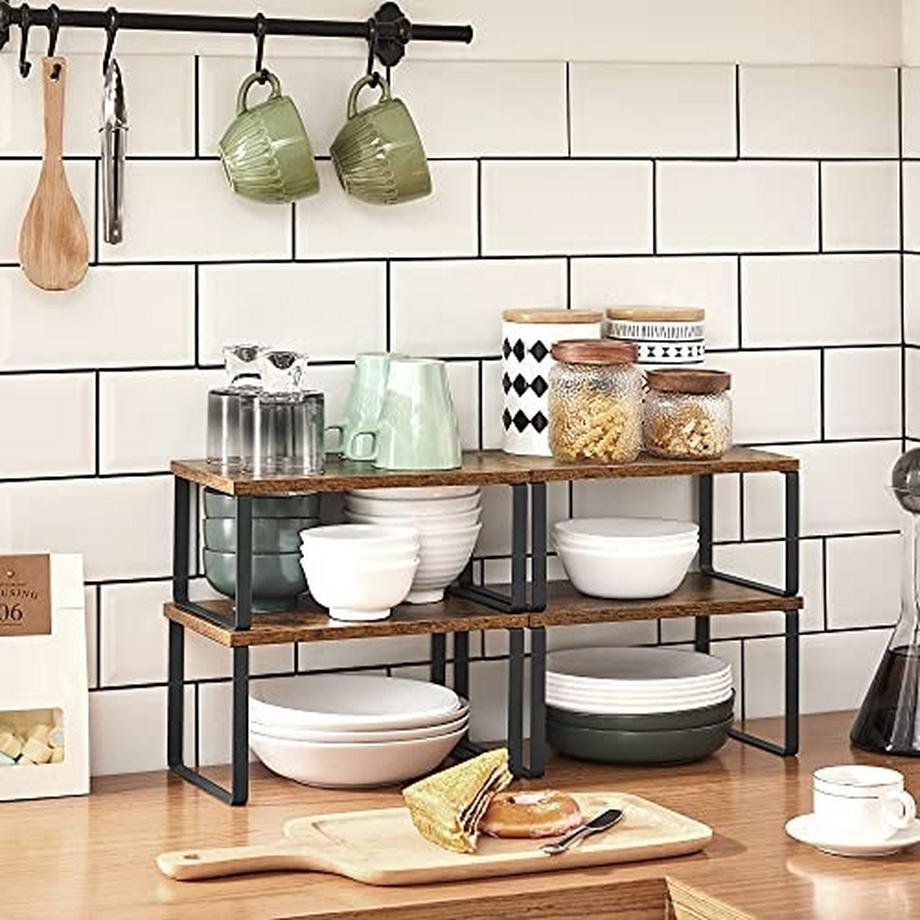 Pricenet 4 ripiani da cucina impilabili: salvaspazio, eleganti, durevoli  